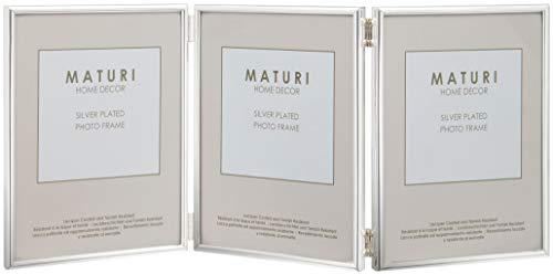 Maturi Cornice portafoto tripla placcata in argento - Ritratto con bordo sottile 15 x 20 cm