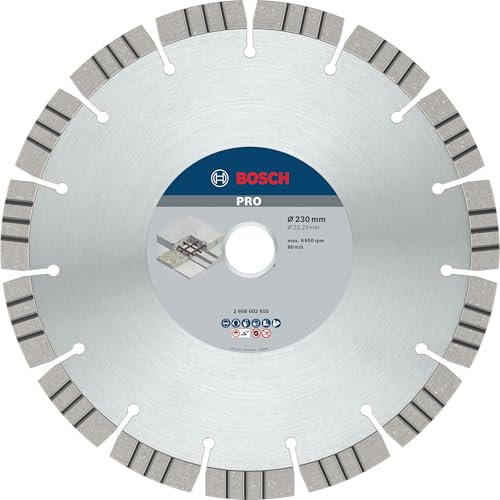 Bosch 1x PRO Concrete Diamanttrennscheiben für 22,23‑mm-Bohrung und große Winkelschleifer (für Beton, Stahlbeton, Ø 230 mm, Professional Zubehör Großer Winkelschleifer)
