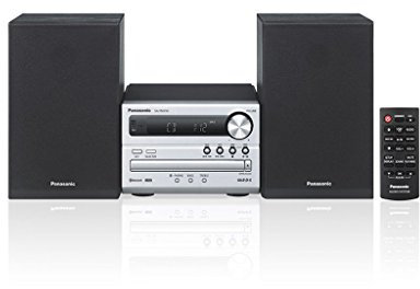 Panasonic Micro HiFi-Anlage, Bluetooth, SC-PM250EF-S I 20 W, Digitalverstärker, CD-Player, FM-Radio, USB-Anschluss, automatische Abschaltfunktion, Vintage-Design, silberfarben – französische Version