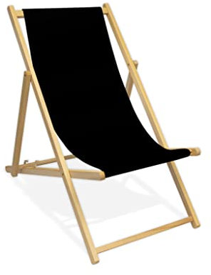 MultiBrands Liegestuhl, Holz, ohne Armlehne, klappbar (Schwarz)