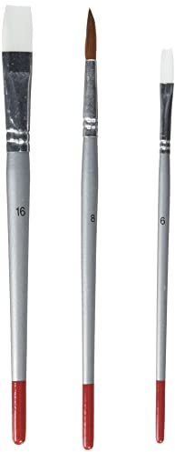 Rayher Hobby Rayher Pinselset für Serviettentechnik, 3 Pinsel, Holzstiel FSC zertifiziert, 1 Synthetikpinsel rund Größe 8, je 1 Nylonpinsel flach Größen 6 und 16, 37061000