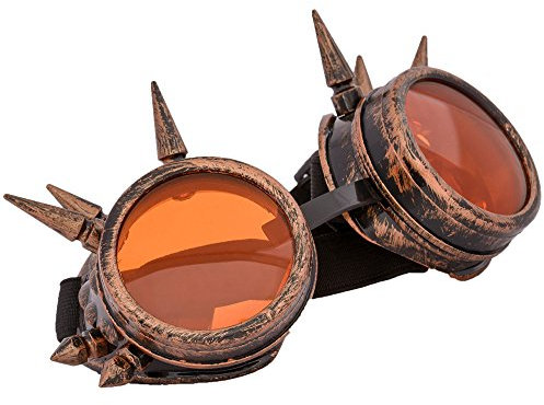 Welding Cyber Goggles Steampunk Welding Goth Cosplay Protective Glasses Cosplay Goth Antique Victorian with Spikes - -