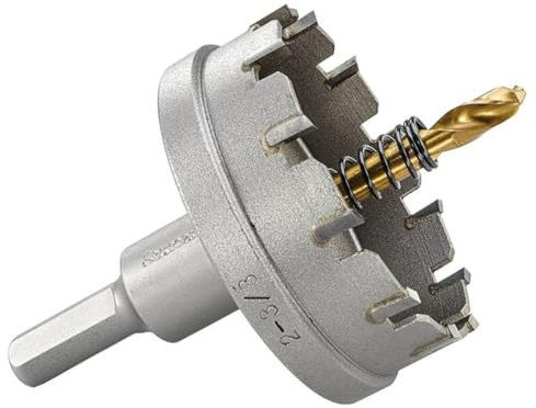 Starrett Tungsten Carbide Tipped Hole Saw - SM60 Sheet Metal Cutter With Arbor & Pilot Drill Bit - For Drilling Stainless Steel Aluminum Alloy - 60 mm