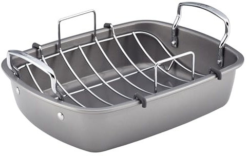 Circulon Nonstick Roasting Pan / Roaster with Rack - 17 Inch x 13 Inch, Gray