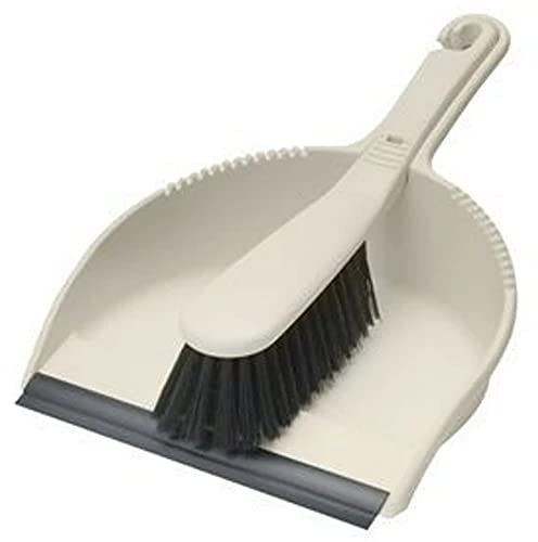 Addis Dustpan And Brush Set In Linen. Stiff, Dirt-trapping Bristles And a Rubber Lip Feature.