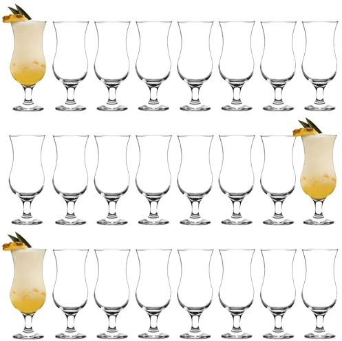 Rink Drink Pina Colada Cocktail Glasses Set - 460ml - Pack of 24 - Hurricane Style Poco Grande Party Milkshake Drinking Glass Barware