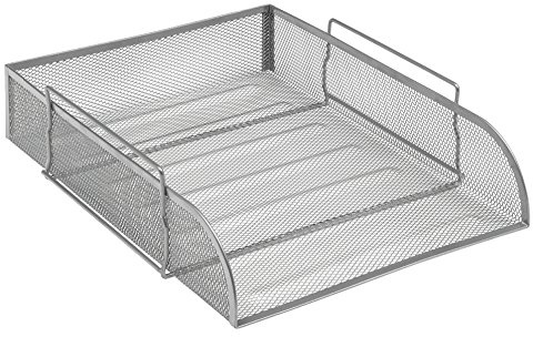 OSCO Wire-Mesh Letter Tray Portrait A4 & Foolscap, Scratch-Resistant High-Density Metal, Stackable Front-Load Desktop Organiser, Office File Paper Sorter, Silver