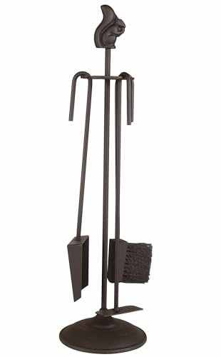 Morsø Classic Kaminbesteck – 3-teiliges Kaminofen-Set inkl. Halterung, Kehrschaufel, Besen & Schürhaken aus robustem Stahl, im klassischen Design, Höhe 66 cm, Schwarz