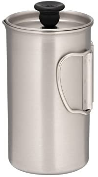 SNOW PEAK Unisex's Titanium French Press, CS-111, Japanese, Lifetime Product Guarantee, Sustainable, Ultralight for Coffee While Backpacking and Camping, One Size, D 3.2 H 5.5