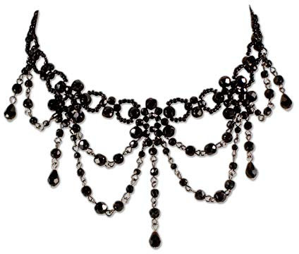 Heimatflüstern Trachtenkette Kropfkette Perlen - Damen Dirndlkette, Kropf-Perlenkette nostalgisch für Trachtenbluse und Lederhose, Trachtenschmuck fürs Oktoberfest Dirndl-Schmuck (schwarz)