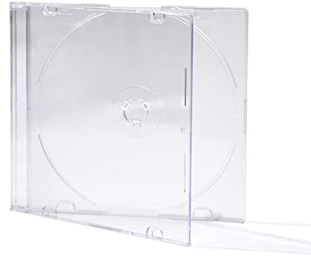 Maxtek Ultra Thin 5.2mm Slim Clear CD Jewel Case with Built in Frost Clear Tray, 100 Pack.