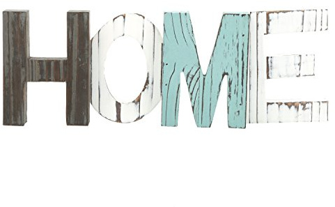 MyGift Rustic Multicolored Solid Wood HOME Cut Out Word Sign, Kitchen Framhouse Frestanding Decor, Mantel, Above Cabinet Decor