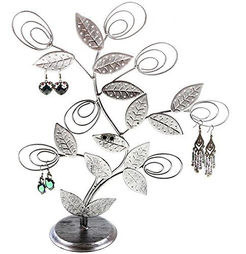 Bijoux/Boucles d'oreilles avec Support – Motif Arbre – patiné Gris