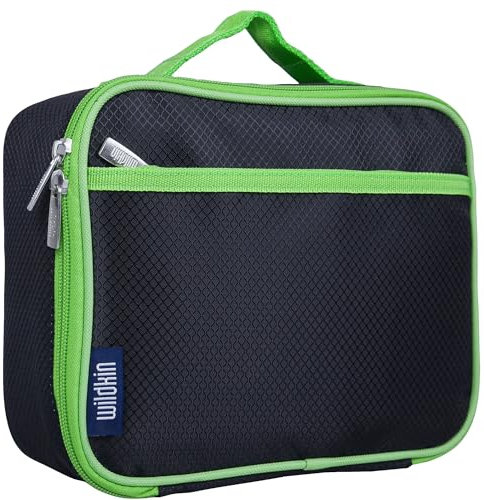 Wildkin Kids Insulated Lunch Box, Rip-Stop Black/Green