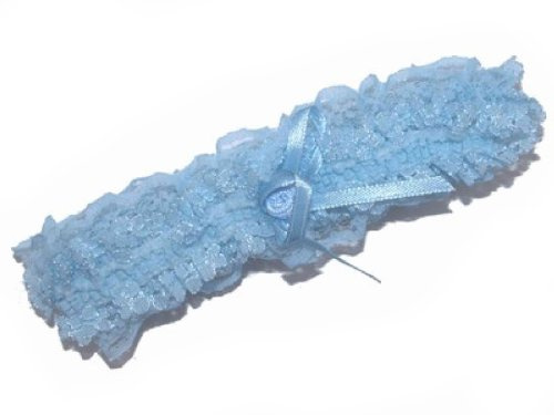 Shropshire Supplies Ladies Bridal Lace Garter (Blue Rosebud)