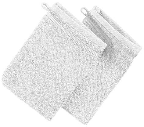 Erwin Müller Waschhandschuh Heidelberg 2er- Pack, 100% Baumwolle weiß Größe 15x21 cm - weiche Qualität, saugstark und strapazierfähig - praktisch durch Schlaufe (weitere Farben)
