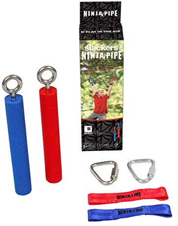 Slackers Ninja Pipes, 2 zusätzliche Ninja Pipes für die Slackers Ninja Line, griffiges Kunstharz, 3,5cm Durchmesser, mit Befestigungsmaterial, 980027