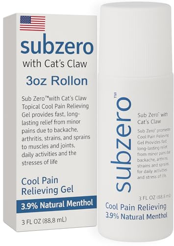 Sub Zero Cooling Pain Relief Gel, 3oz Roll-On - Joint Relief and Nerve Pain Relief Cream for Muscle Deep Pain Relief, Back Pain Relief Products