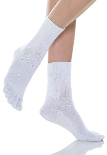 Relaxsan 650C (Bianco, Tg.1) Calze con Dita Uomo Donna, Senza Elastico, Senza Compressione, Piedi Diabetici, Cotone e Argento