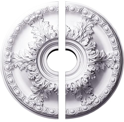 Ekena Millwork CM18GA2 18OD x 3 1/2ID x 2 1/2P Granada Ceiling Medallion, Fits Canopies up to 6-5/8, 2 Piece