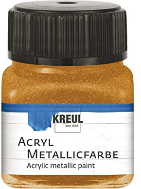 KREUL 77283 - Acryl Metallicfarbe, 20 ml Glas in goldbronze, glamouröse Acrylfarbe mit Metalliceffekt auf Wasserbasis, cremig deckend, schnelltrocknend und wasserfest