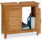 Relaxdays Waschbeckenunterschrank LAMELL, 2 Türen, Waschbecken & Waschtisch, Bambus & MDF, HBT: 60 x 67 x 30 cm, natur