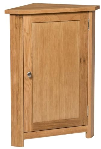Hallowood Furniture Waverly Oak Small Corner Cabinets for Living Room, Wooden Small Corner Cupboard with 2 Adjustable Shelves, Bedroom and Kitchen Display Cabinets, Oak Furniture