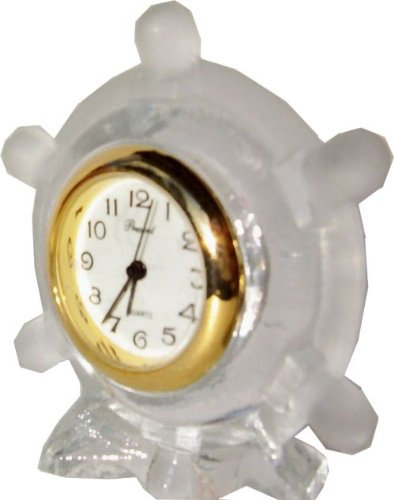 Kristall Miniuhr Schiff Steuerrad Quarz Einsteckwerk gold