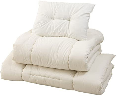 EMOOR Japanisches Futon Set (Matratze, Bettdecke und Kissen), 95 x 195 cm, Hergestellt in Japan, Bodenmatratze Baumwolle