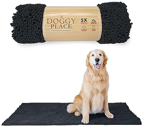 My Doggy Place Dog Mud Mat, 60 x 36 Charcoal – Thick Microfiber Entry Rug for Snow, Mud & Salt – Absorbent, Quick-Dry, Washer-Safe & Non-Slip, X-Large