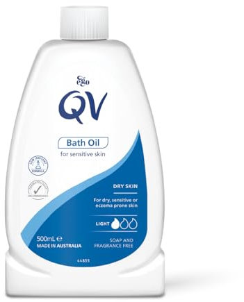 QV Bath Oil (500 ml) Moisturising Bath Soak for Sensitive Skin, Relief from Dry Itchy Skin, Gentle pH Balanced Formula, Fragrance Free, Soap Free, Non Greasy, Noncomedogenic Bath Soak