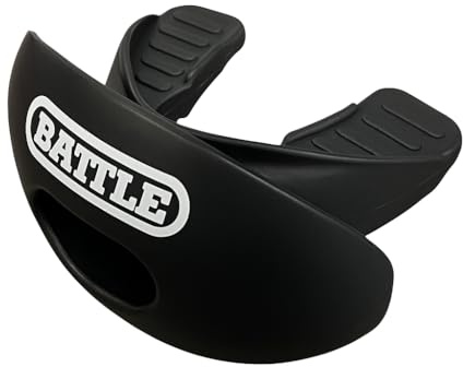 Battle Oxygen Lip Protector Mouthguard – Football and Sports Mouth Guard – Maximum Oxygen Supply – Mouthpiece Fits with or Without Braces – Impact Shield Protects Lips and Teeth