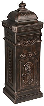 antiker englischer Standbriefkasten Modell: LUNA, Farbe: Bronze, Material: Aluminium, rostfrei, Höhe: 102cm, nostalgischer Standbriefkasten Briefkasten Postkasten Antik Stil Retro Jugendstil freistehend nostalgie antik Standpostkasten