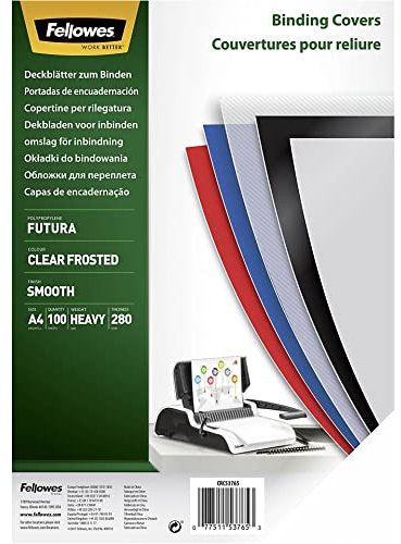 Fellowes Präsentationsdeckblätter Futura (Polypropylen), 280 Mikron, transparent/matt