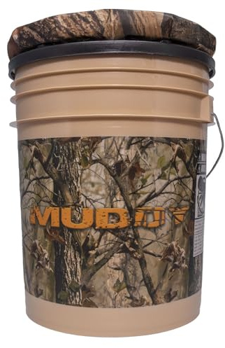 MUDDY Spin Top Bucket Seat - Convenient Durable Lightweight Portable Versatile Ground Hunting Outdoor Cushioned Seat Compatible with Standard 5-Gallon Bucket Rotates 360 Degrees