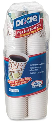 Dixie PerfecTouch 12 oz. Insulated Paper Hot Coffee Cup by GP PRO (Georgia-Pacific), Coffee Haze, 5342CDSBP, 160 Cups Per Case, Coffee Haze Design