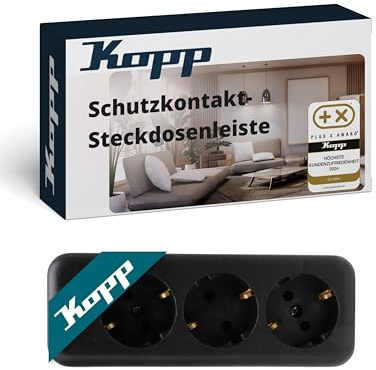 Kopp skyddskontakt grenuttag, 3-fack, utan kabel och kontakt, svart, 120305001