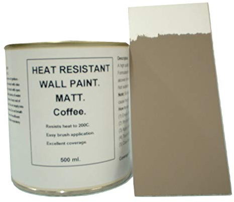 Fascinating Finishes Ltd 1 x 500ml Matt Coffee Heat Resistant Wall Paint. Wood Burner Stove Alcove. Brick, concrete, plaster, cement board, rendering, metal, timber etc. Cream/Brown.