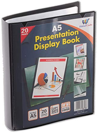 Classeur de présentation à 20 pochettes en plastique - Format A5-40 vues (lot de 3)