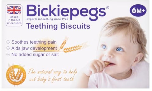 Bickiepegs Teething Biscuits 6-36 Months, 9 Biscuits, Natural Teething Remedies for Teething Relief, Dairy-Free Teething Rusks for Babies and Toddlers (1Pack)