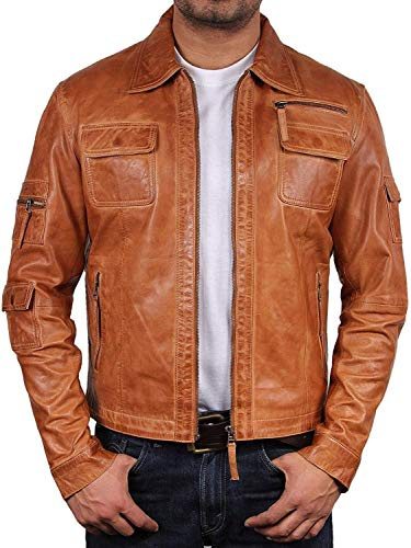Brandslock Mens Genuine Leather Biker Jacket
