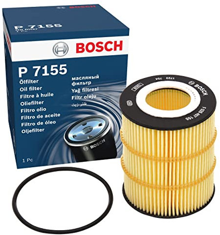 Bosch P7155 Car Oil Filter - Separates Soot and Metal Particles from Engine Oil - Provides Reliable Engine Lubrication