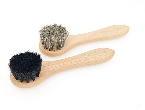 DELARA Due spazzole per la crema, piccole, in setole naturali - colori: nero e naturale