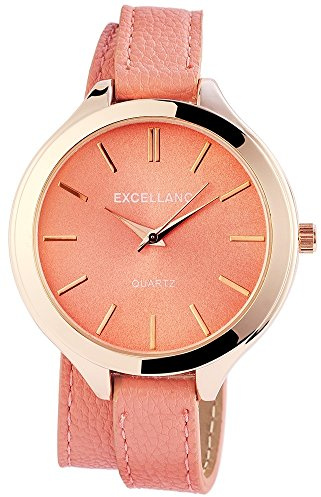 Excellanc Damen-Uhr Kunstleder Wickelarmband Metall Analog Quarz 199335500001