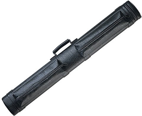 LUCASI Premium Quality Leatherette Pool Cue Case with Pockets - 2 Butt, 2 Shaft Color: Black