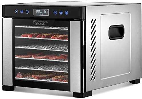 Magic Mill Pro Food Dehydrator Machine | 7 XL Stainless Steel Trays | Dryer for Jerky, Dog Treats, Herb, Meat, Beef, Fruit | Keep Warm Function, Digital Timer and Temperature Control, ETL Approved