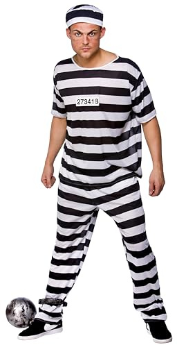 Wicked Costumes Mens Prison Break Convict Fancy Dress Costume - X-Large