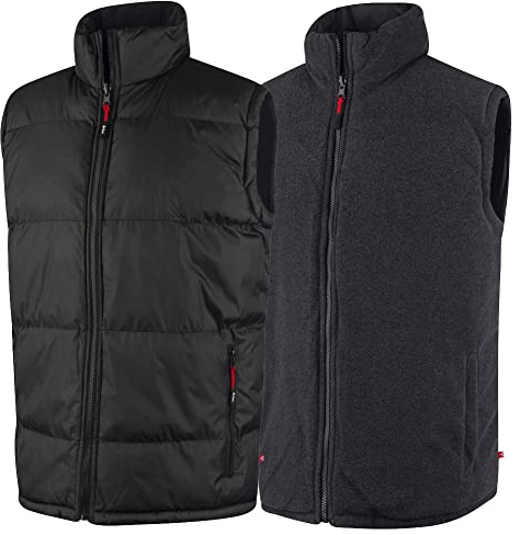 Lee Cooper LCVST702 Workwear Mens sicurezza sul lavoro reversibile imbottito Bodywarmer Gilet Vest, Nero/Grigio, 3X-Large