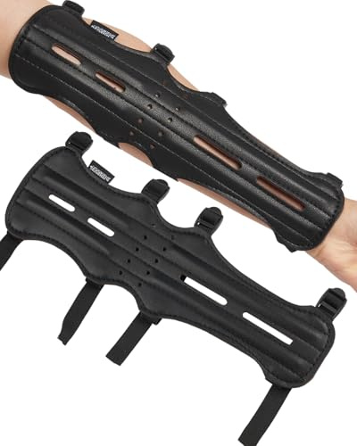 TOPARCHERY 12 Archery Target Protective Gear 4 Straps Adjustable Arm Guard Protection Hunting Black Bow Hunting
