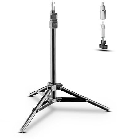 Walimex WT-802 Lampenstativ 108 cm, höhenverstellbares Lichtstativ belastbar bis 2,5 kg, Studiostativ mit 5/8 Zoll Spigot, Blitzstativ mit 1/4 und 3/8 Zoll Gewinde